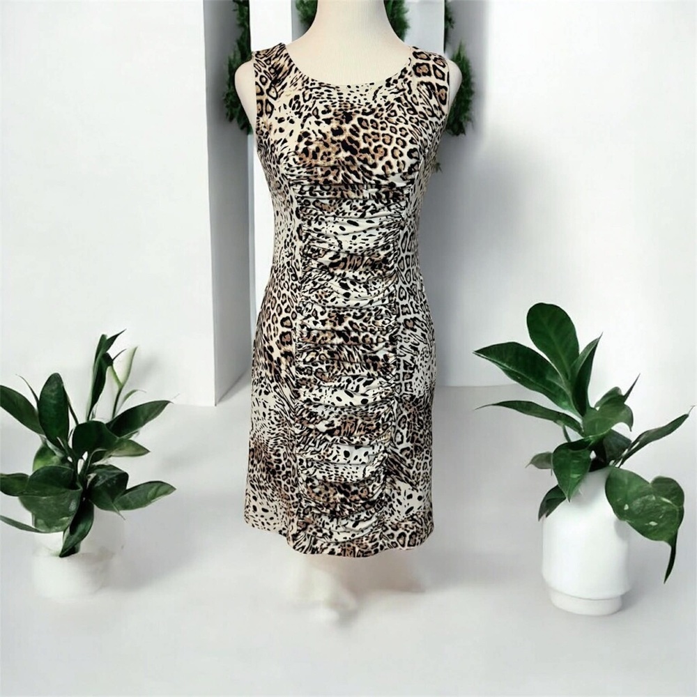 CALVIN KLEIN Leopard Print Sheath Dress